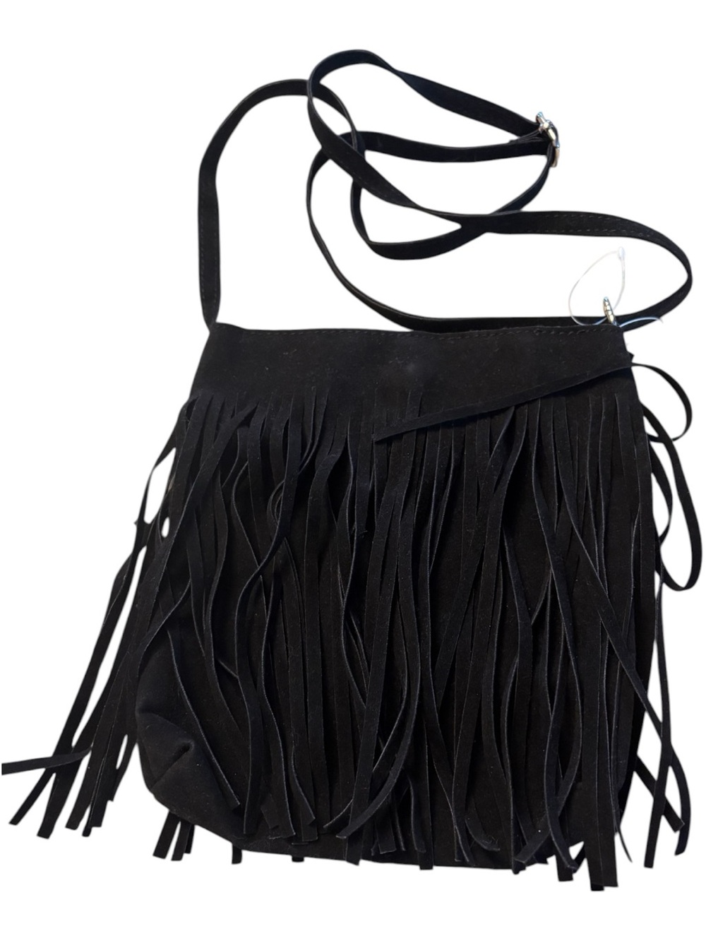 Y2K Black Suede Fringe Crossbody Bag - Women- Festival/ Westernwear